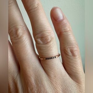 Missoma London Rose Gold Black Diamond Pave Ring Size 6